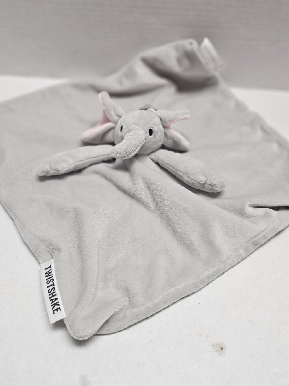 New Twistshake Magnus the Elephant Animal Lovey Security Toy Baby Blanket Gray